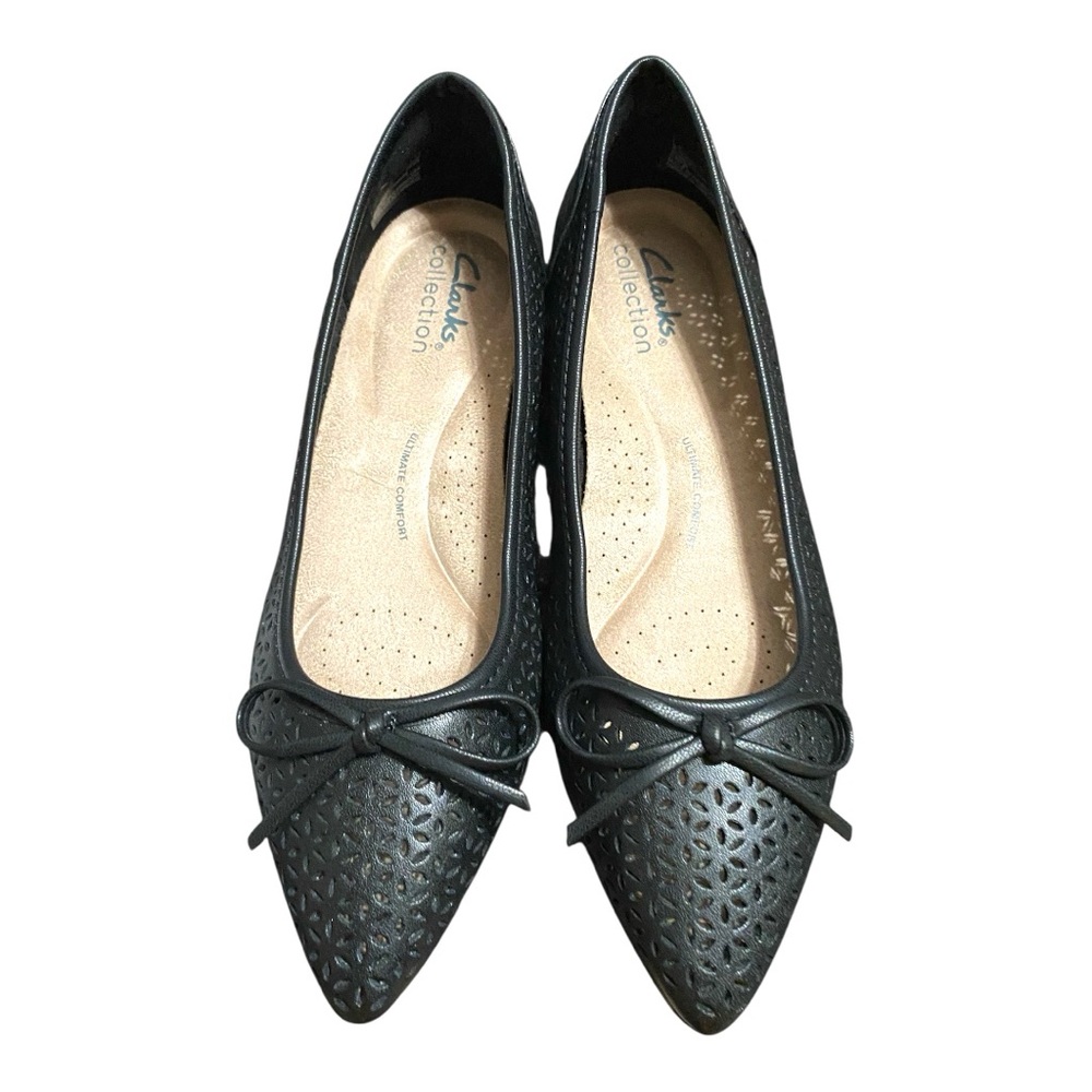 Clarks Women's Leather Cuir Noir Black Flats 5